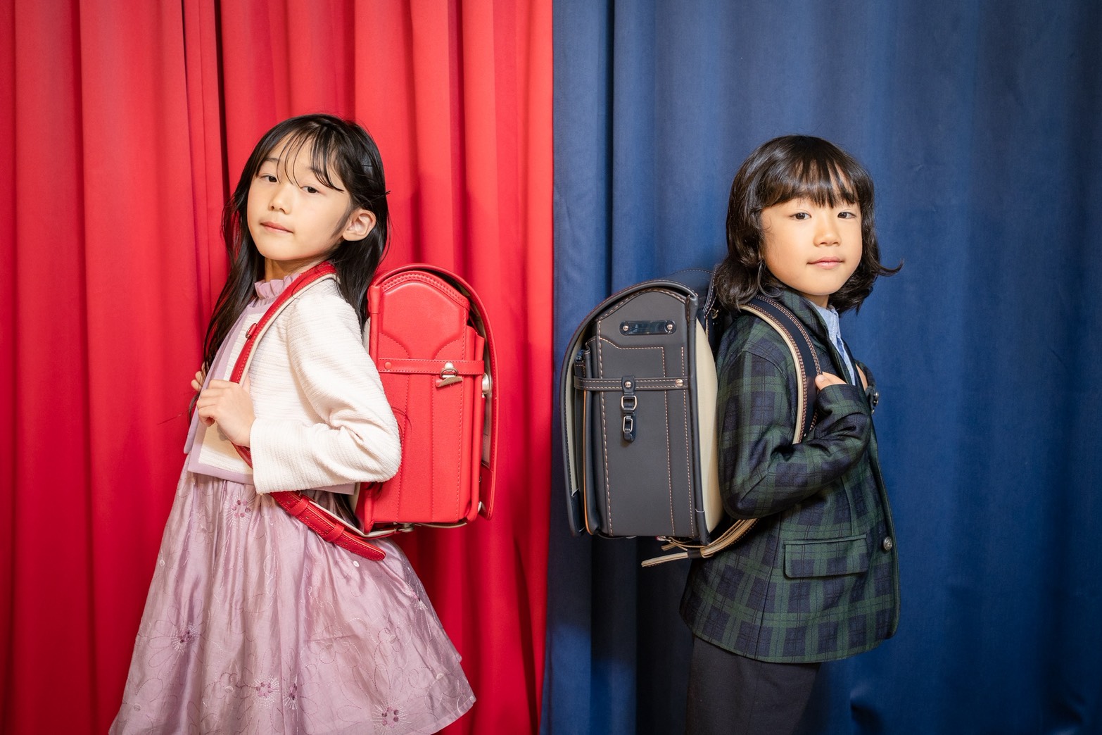 女の子と男の子のランドセル撮影作例